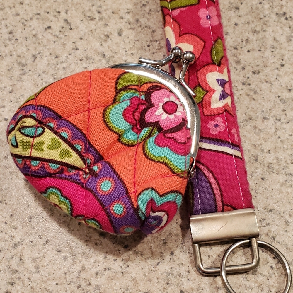 Vera Bradley Pink Swirls Coin Purse and Keyring